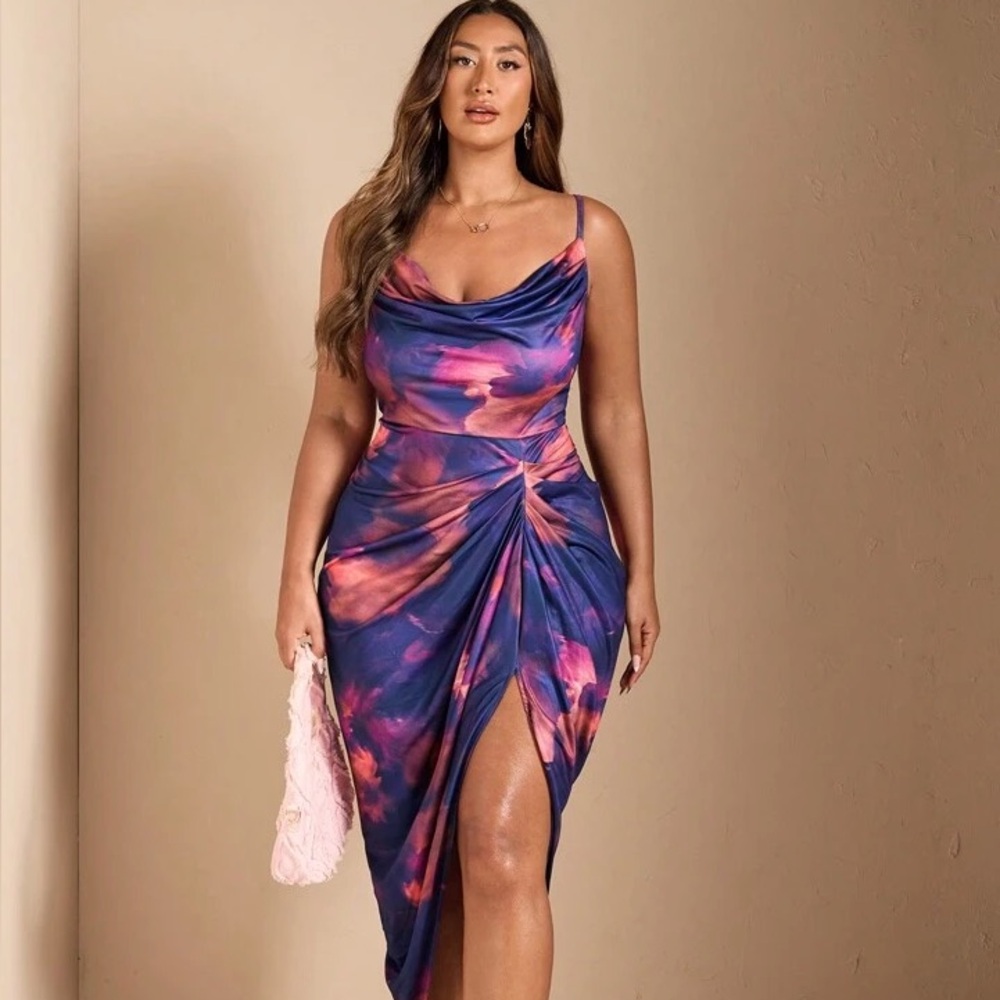 SHEIN Asymmetrical Dress in Purple and Pink